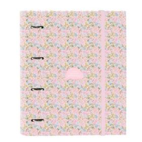 Safta VMB Carpeta con 4 Anillas 35mm - Tapas Duras Forradas - Recambio 100 Hojas - Cuadriculas 5x5mm - Cierre Elastico - Separadores Internos - 270x35x320mm - Color Rosa