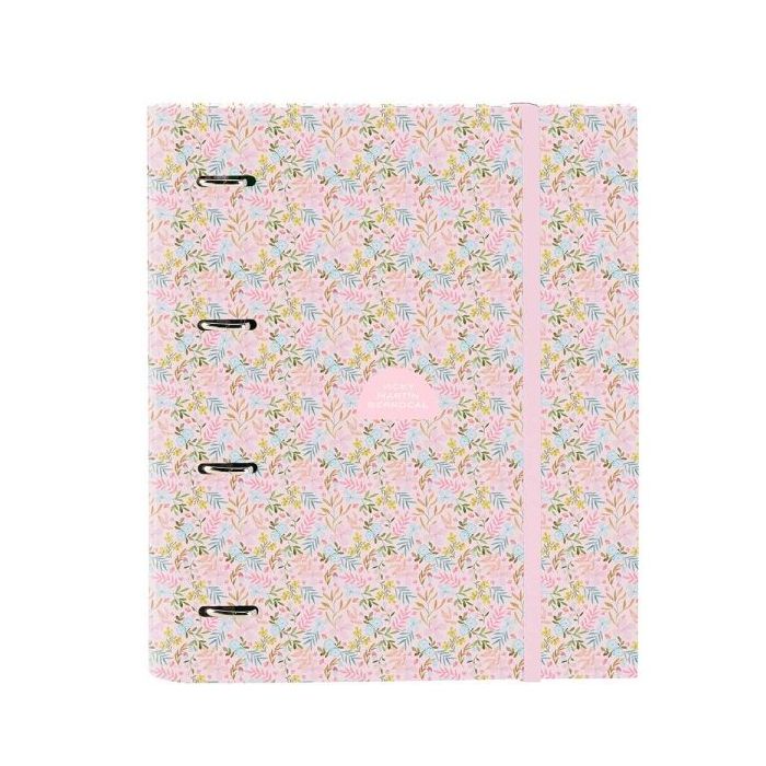 Safta VMB Carpeta con 4 Anillas 35mm - Tapas Duras Forradas - Recambio 100 Hojas - Cuadriculas 5x5mm - Cierre Elastico - Separadores Internos - 270x35x320mm - Color Rosa