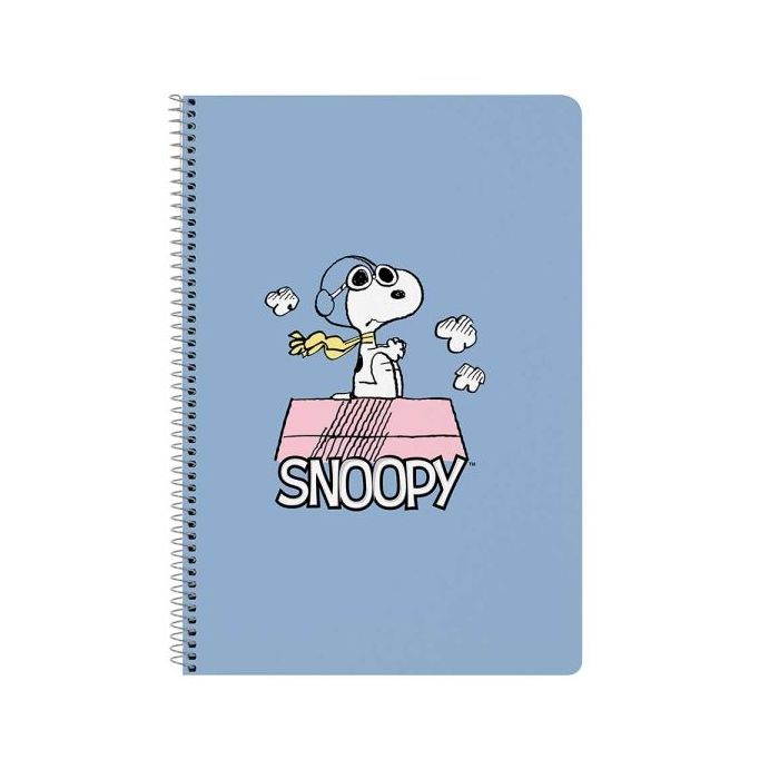 Safta Snoopy Libreta con Espiral - Formato Folio - 80 Hojas de Papel 80g/m2 - Cuadriculas 4x4mm - Tapa Dura Decorada - Margen Lateral - 215x10x310mm - Color Azul