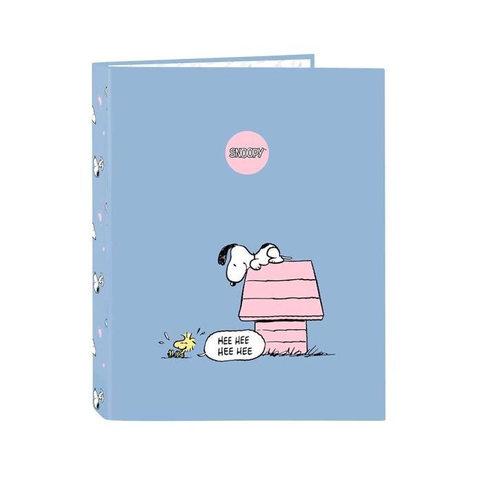 Safta Snoopy Carpeta con 4 Anillas 25mm - Tapas Duras Forradas - Formato Folio - Resistente y Protectora - 265x40x330mm - Color Azul