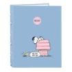 Safta Snoopy Carpeta con 4 Anillas 25mm - Tapas Duras Forradas - Formato Folio - Resistente y Protectora - 265x40x330mm - Color Azul