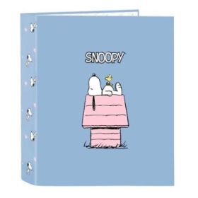 Safta Snoopy Carpeta con 4 Anillas 40mm - Tapas Duras Forradas - Formato Folio - 270x60x330mm - Color Azul
