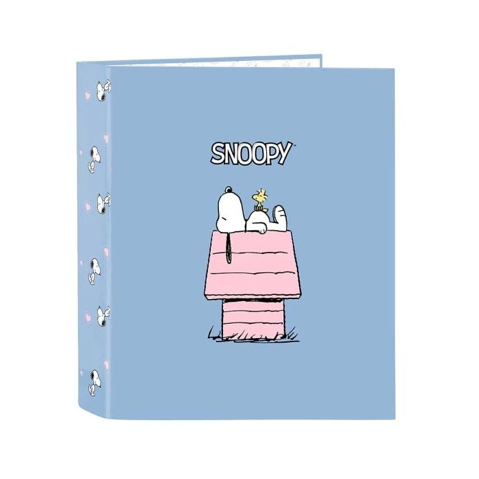 Safta Snoopy Carpeta con 4 Anillas 40mm - Tapas Duras Forradas - Formato Folio - 270x60x330mm - Color Azul