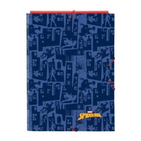 Safta Spider-Man Carpeta con 3 Solapas - Tapas Duras Forradas - Formato Folio - Cierre con Gomas - 260x25x335mm - Color Azul Marino