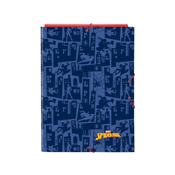 Safta Spider-Man Carpeta con 3 Solapas - Tapas Duras Forradas - Formato Folio - Cierre con Gomas - 260x25x335mm - Color Azul Marino