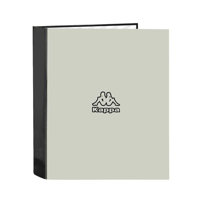 Safta Kappa Grey Carpeta con 4 Anillas 40mm - Tapas Duras Forradas - Formato Folio - 270x60x330mm - Color Negro y Gris