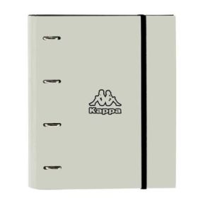Safta Kappa Grey Carpeta con 4 Anillas 35mm - Tapas Duras Forradas - Recambio 100 Hojas 80g/m2 - Cierre Elastico - Incluye Separadores - 270x35x320mm - Color Negro y Gris