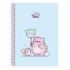 Safta Pembe The Pink Cat Libreta con Espiral - Formato Cuarto - 80 Hojas de Papel 80g/m2 - Cuadriculas 4x4mm - Tapas Duras Glasofonadas - Margen Lateral - 155x10x220mm - Color Azul Claro