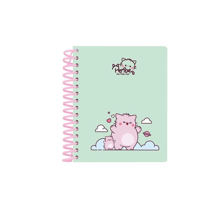 Safta Pembe The Pink Cat Bloc de Notas A6 - Tapas Duras - 120 Hojas - Gramaje 80g/m2 - 118x146mm - Color Menta