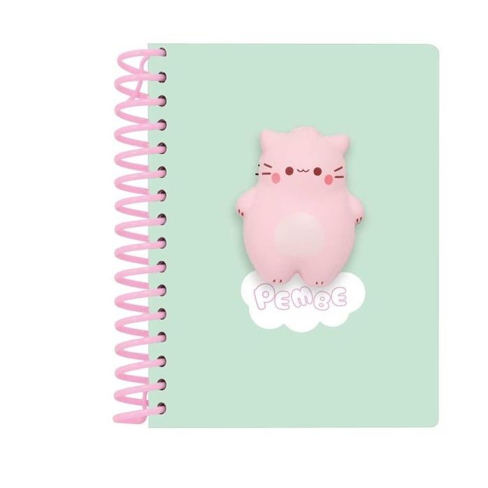 Safta Pembe The Pink Cat Bloc de Notas con Anillas - Frontal Antiestres - 135x19x179mm - Color Menta