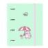 Safta Pembe The Pink Cat Carpeta con 4 Anillas 35mm - Tapas Duras Forradas - Recambio 100 Hojas - Cierre Elastico - Incluye Separadores - 270x35x320mm - Color Menta