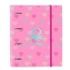 Safta Benetton Heart Carpeta con 4 Anillas 35mm - Tapas Duras Forradas - Recambio 100 Hojas - Cierre Elastico - Incluye Separadores - Cuadricula 5x5mm - 270x35x320mm - Color Rosa