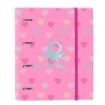 Safta Benetton Heart Carpeta con 4 Anillas 35mm - Tapas Duras Forradas - Recambio 100 Hojas - Cierre Elastico - Incluye Separadores - Cuadricula 5x5mm - 270x35x320mm - Color Rosa