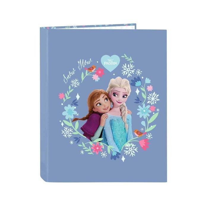 Safta Frozen Carpeta con 4 Anillas 25mm - Tapas Duras Forradas - Formato Folio - Resistente - 265x40x330mm - Color Azul