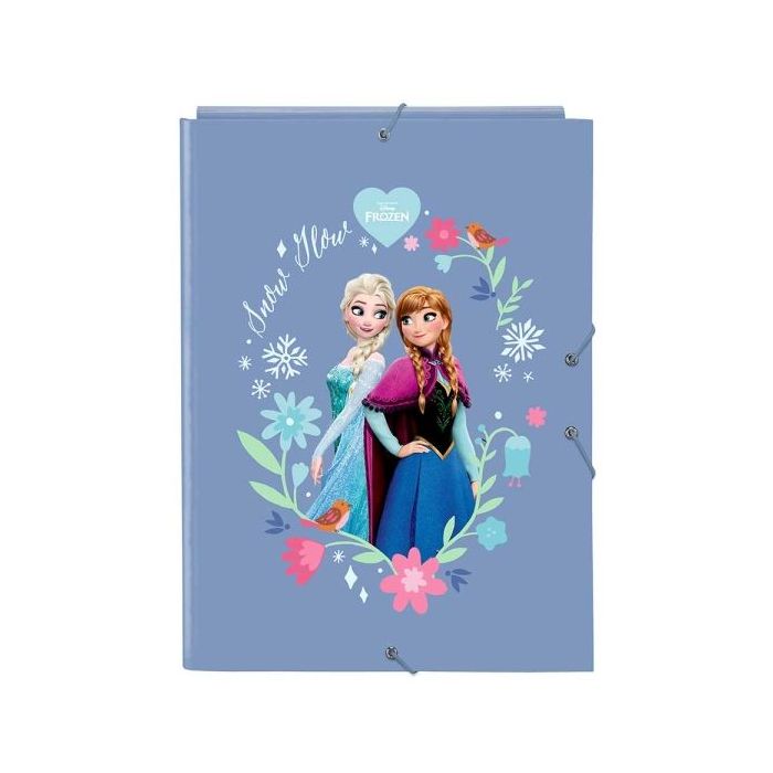 Safta Frozen Carpeta con 3 Solapas - Tapas Duras Forradas - Formato Folio - Cierre con Gomas - Durabilidad y Proteccion - 260x25x335mm - Color Azul