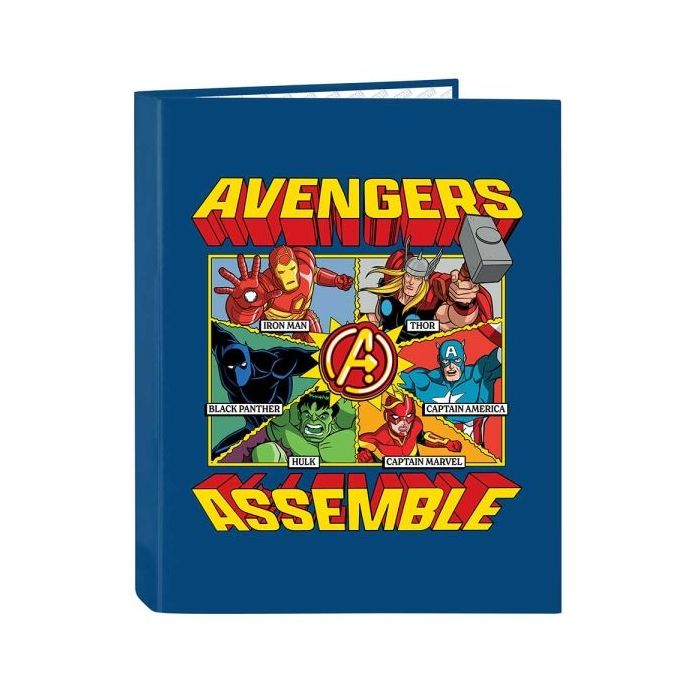 Safta Avengers Carpeta con 4 Anillas 25mm - Tapas Duras Forradas - Formato Folio - 265x40x330mm - Color Azul Oscuro
