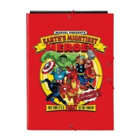 Safta Avengers Carpeta con 3 Solapas - Tapas Duras Forradas - Formato Folio - Cierre con Gomas - 260x25x335mm - Color Rojo