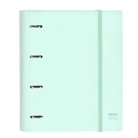 Safta Carpeta con 4 Anillas 35mm - Tapas Duras Forradas - Cierre Elastico - Recambio 100 Hojas de 80g/m2 - Separadores Internos - 270x35x320mm - Color Menta