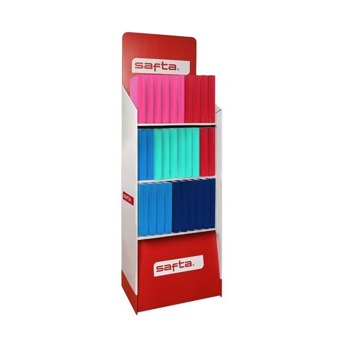 Safta Expositor de Papeleria - Capacidad de 335.4L - Estructura Robusta y Duradera - Presentacion Ordenada y Atractiva - 600x380x1900mm - Colores Surtidos