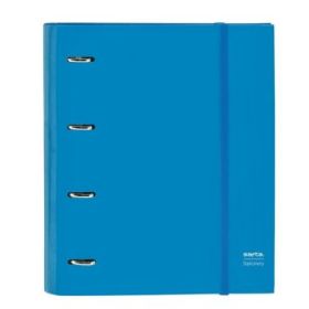 Safta Carpeta con 4 Anillas 35mm - Tapas Duras Forradas - Recambio 100 Hojas - Cierre Elastico - Incluye Separadores - Gramaje de 80g/m2 - 270x35x320mm - Color Azul