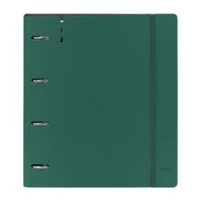 Safta Carpeta con 4 Anillas 35mm - Tapas de PP Foam - Recambio 100 Hojas - Cierre Elastico - Ranura para Boligrafo - Solapa Interior - Separadores Internos - 270x40x320mm - Color Verde Oscuro