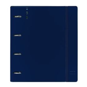 Safta Carpeta con 4 Anillas 35mm - Tapa de Plastico - Recambio 100 Hojas - Cierre Elastico - Ranura para Boligrafo - Separadores Internos - 270x40x320mm - Color Azul Marino