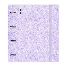 Safta Carpeta con 4 Anillas 35mm - Tapa de Plastico - Recambio 100 Hojas - Cierre Elastico - Ranura para Boligrafo - Solapa Interior - 270x40x320mm - Color Morado