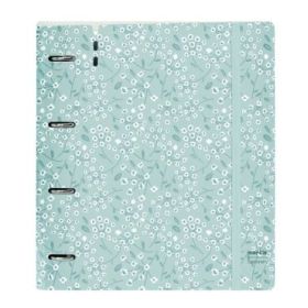 Safta Carpeta con 4 Anillas 35mm - Tapa de Plastico - Recambio 100 Hojas - Cierre Elastico - Ranura para Boligrafo - Separadores Internos - 270x40x320mm - Color Menta