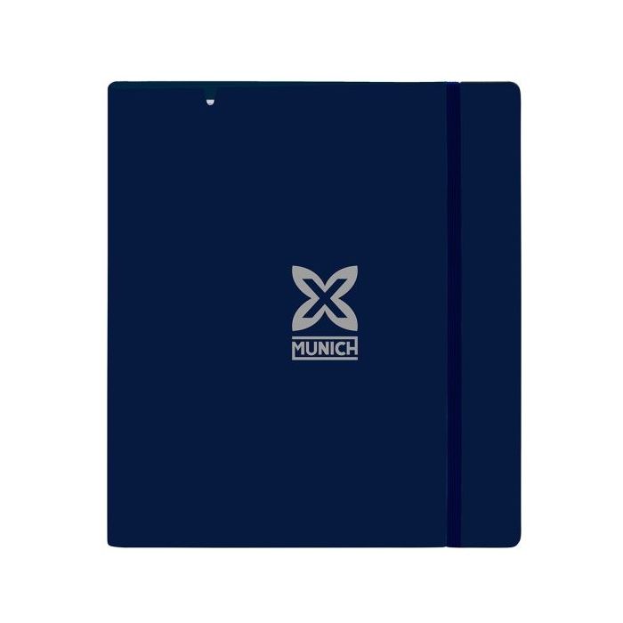 Safta Munich Street Carpeta con 4 Anillas 35mm - Tapas de PP Foam - Recambio 100 Hojas - Cuadriculas 5x5mm - 90g/m2 - Separadores - Solapa Interior - 270x40x320mm - Color Azul Marino