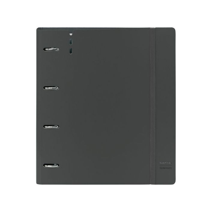 Safta Urban Style Carpeta con 4 Anillas 35mm - Tapa de Plastico - Recambio 100 Hojas - Cuadriculas 5x5mm - Cierre Elastico - Incluye Separadores Internos - 270x40x320mm - Color Gris