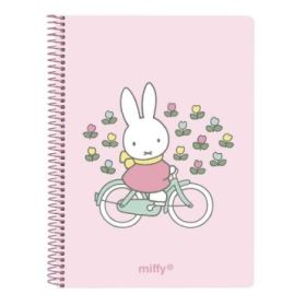 Safta Miffy Flores Cuaderno Espiral - Formato A6 - 120 Hojas - 118x146mm - Color Rosa
