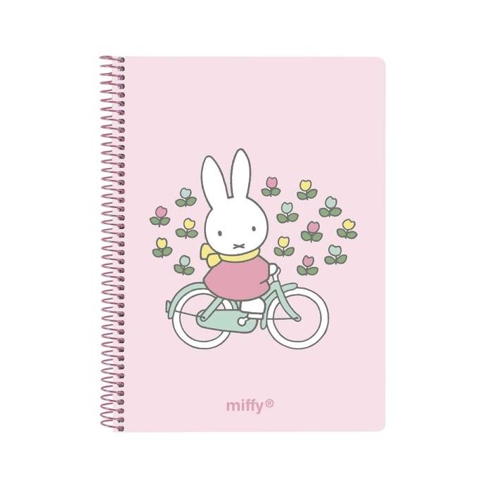 Safta Miffy Flores Cuaderno Espiral - Formato A6 - 120 Hojas - 118x146mm - Color Rosa