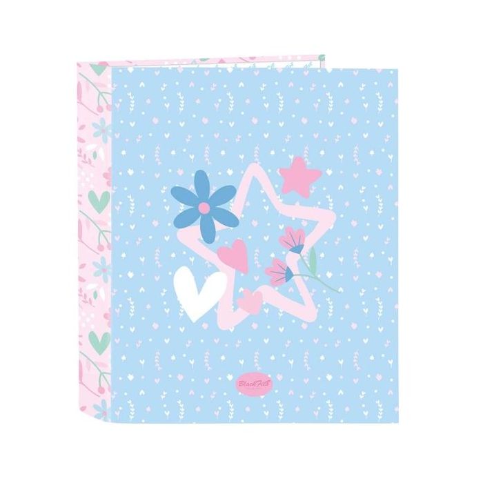 Safta Blackfit8 Smile Carpeta con 4 Anillas 40mm - Tapas Duras Forradas - Formato Folio - 270x60x330mm - Color Azul Claro