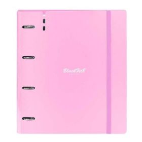 Safta Blackfit8 Smile Carpeta con 4 Anillas 35mm - Tapas de PP Foam - Recambio 100 Hojas - Cierre Elastico - Incluye Separadores - Cuadricula 5x5mm - 270x40x320mm - Color Rosa