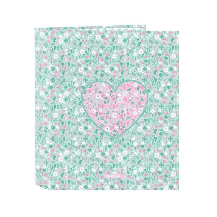 Safta Cuore Carpeta con 4 Anillas 40mm - Tapas Duras Forradas - Formato Folio - 270x60x330mm - Color Turquesa