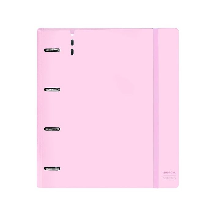 Safta Feeling Carpeta con 4 Anillas 35mm - Tapas de PP Foam - Recambio 100 Hojas - Cuadriculas 5x5mm - Gramaje 90g/m2 - Separadores - Solapa Interior - 270x40x320mm - Color Rosa