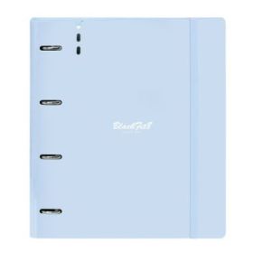 Safta Blackfit8 Cool Carpeta con 4 Anillas 35mm - Tapas de PP Foam - Recambio 100 Hojas - Cierre Elastico - Incluye Separadores - Ranura para Boligrafo - 270x40x320mm - Color Azul Claro