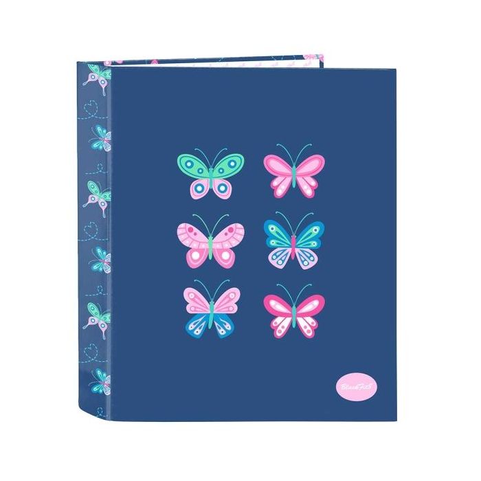 Safta Blackfit8 Mariposas Carpeta con 4 Anillas 40mm - Tapas Duras Forradas - Formato Folio - Resistente - 270x60x330mm - Color Azul Marino