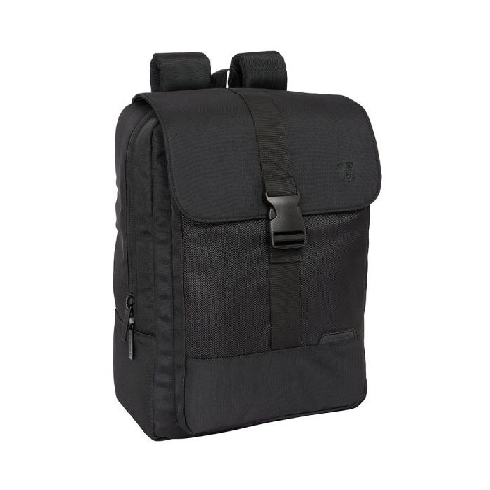 Safta F.C.Barcelona Premium Mochila para Portatil hasta 13.3" - Doble Cremallera - Bolsillo Interior - Conector USB - Espalda y Hombreras Acolchadas - Asa Superior - 290x120x390mm - Color Negro