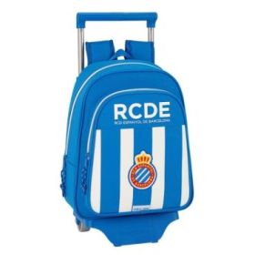 Safta RCD Espanyol Mochila con Carro - Hombreras Acolchadas - Bolsillo Frontal - Asa Superior - Mochila Extraible - Material Resistente - Medidas Abiertas - 10L - 270x100x330mm - Color Azul y Blanco