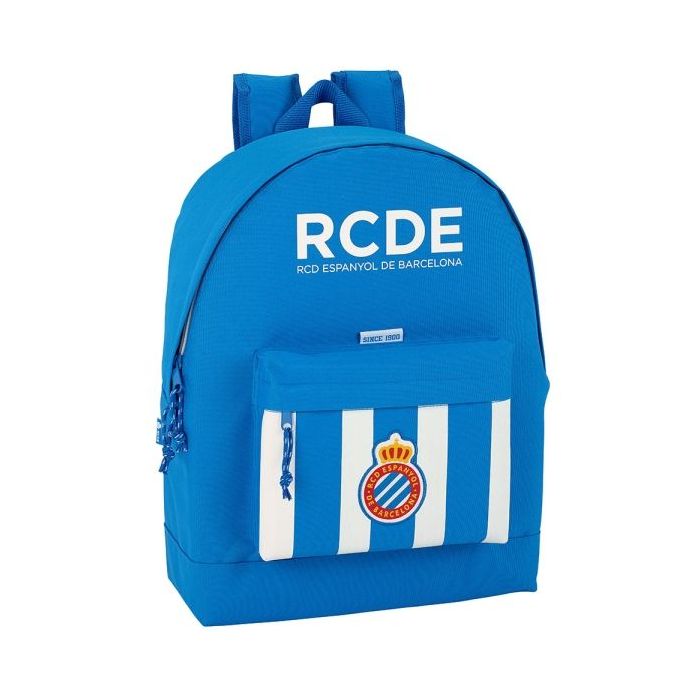 Safta RCD Espanyol Mochila - Bolsillo Frontal - Hombreras Acolchadas - Doble Tirador en Cremallera - Asa Superior - 21L - 325x150x430mm - Color Azul y Blanco