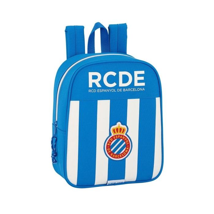 Safta RCD Espanyol Mochila Guarderia - Adaptable a Carro - Tarjeta de Identificacion - Asa de Mano - 6L - 220x100x270mm - Color Azul y Blanco