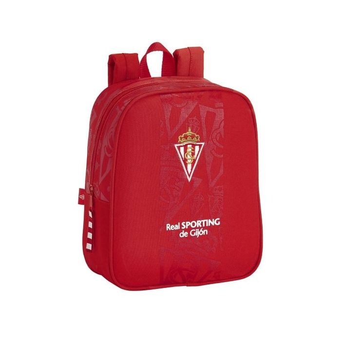 Safta Real Sporting de Gijon Corporativa Mochila Guarderia - Adaptable a Carro - Tarjeta de Identificacion - Asa de Mano - 6L - 220x100x270mm - Color Rojo