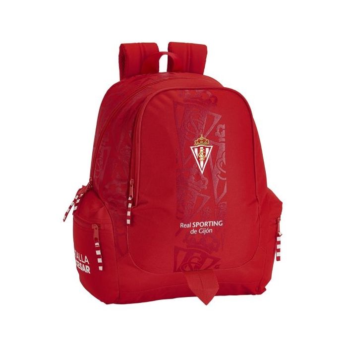 Safta Real Sporting de Gijon Corporativa Mochila Adaptable a Carro - Bolsillos Laterales - 2 Compartimentos - Hombreras Ergonomicas - Tirador Doble - Asa de Mano - 23.4L - 320x170x430mm - Color Rojo