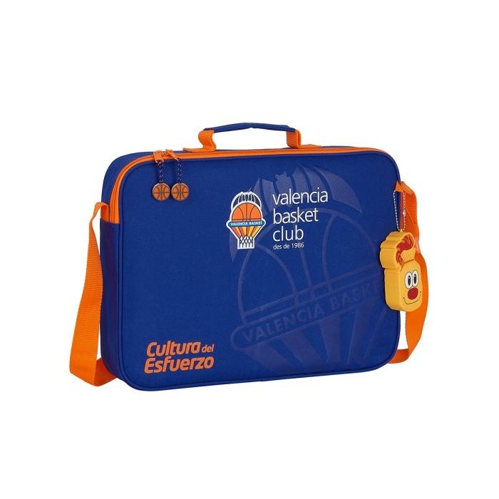 Safta Valencia Basket Maletin con Cremallera - Bandolera Ajustable - Asa Forrada - Doble Tirador - Fondo Semirigido - 6L - 380x60x280mm - Color Azul Oscuro
