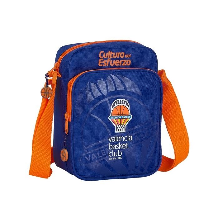 Safta Valencia Basket Bandolera - Cremallera - Bolsillo Frontal - Bandolera Ajustable - Compartimento Trasero con Velcro - 2L - 160x60x220mm - Color Azul Oscuro