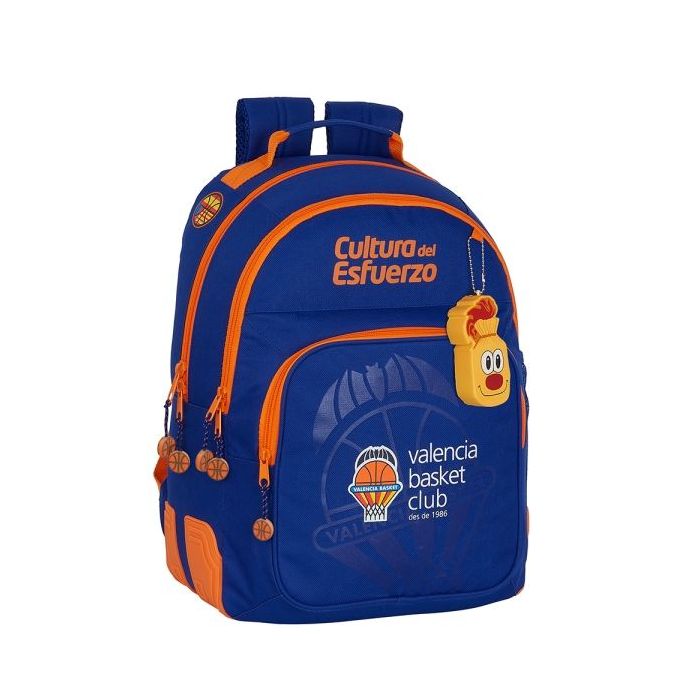 Safta Valencia Basket Mochila con 2 Compartimentos - Antirozaduras - Adaptable a Carro - Portabotellas - Tirador Doble - Hombreras Ergonomicas - 20L - 320x150x420mm - Color Azul Oscuro