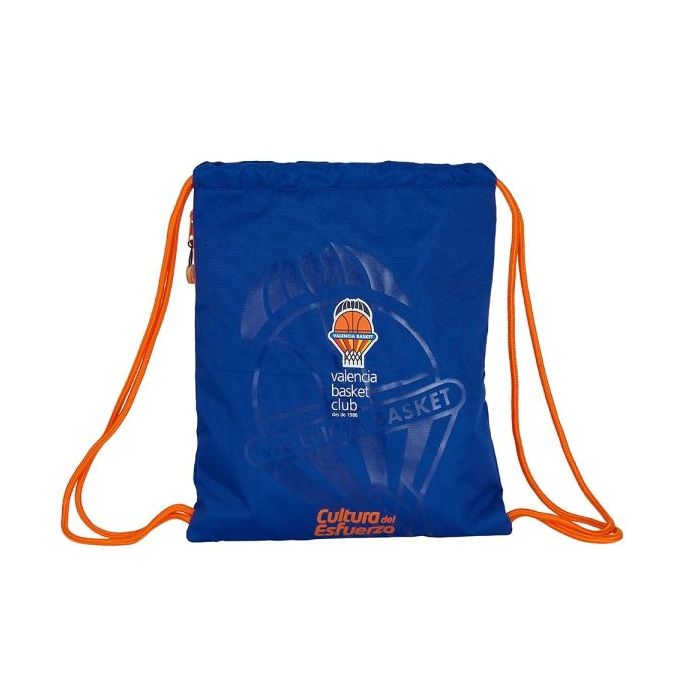 Safta Valencia Basket Saco Plano - Bolsillo con Cremallera - Cierre con Cordones - 5L - Materiales Duraderos - Ligero y Compacto - 350x10x400mm - Color Azul Oscuro