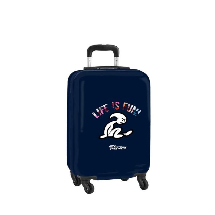 Safta el Niño Life Is Fun Maleta Trolley de Cabina 20” - Cierre con Candado - Interior Forrado y Bolsillos - Ruedas Giratorias - Mango Extensible Ajustable - Color Azul Marino