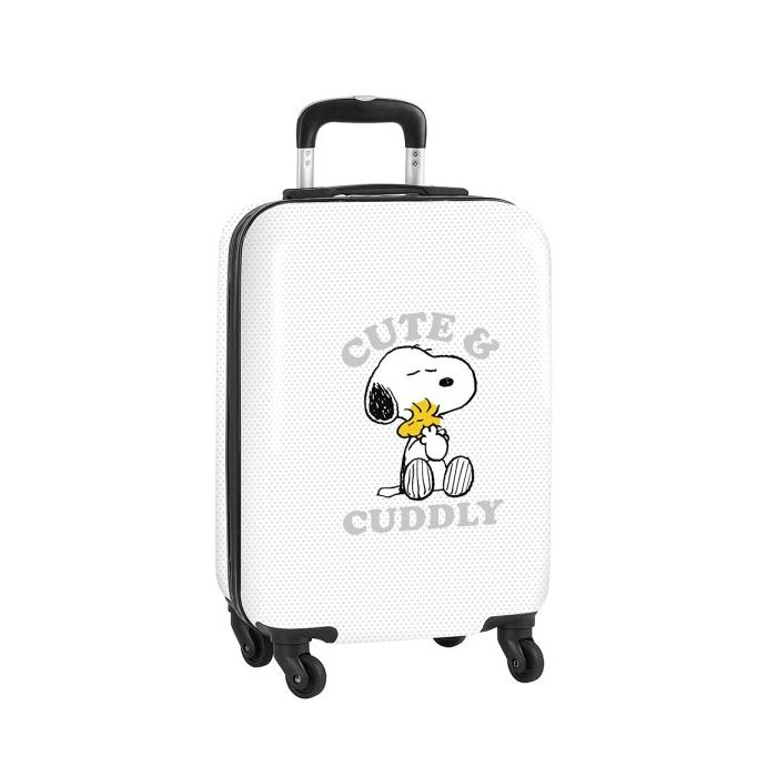 Safta Snoopy Friends Forever Maleta Trolley de Cabina 20” - Cierre con Candado - Interior Forrado - Bolsillo de Red - Ruedas 360º - Mango Extensible - Material ABS y PC - Color Blanco